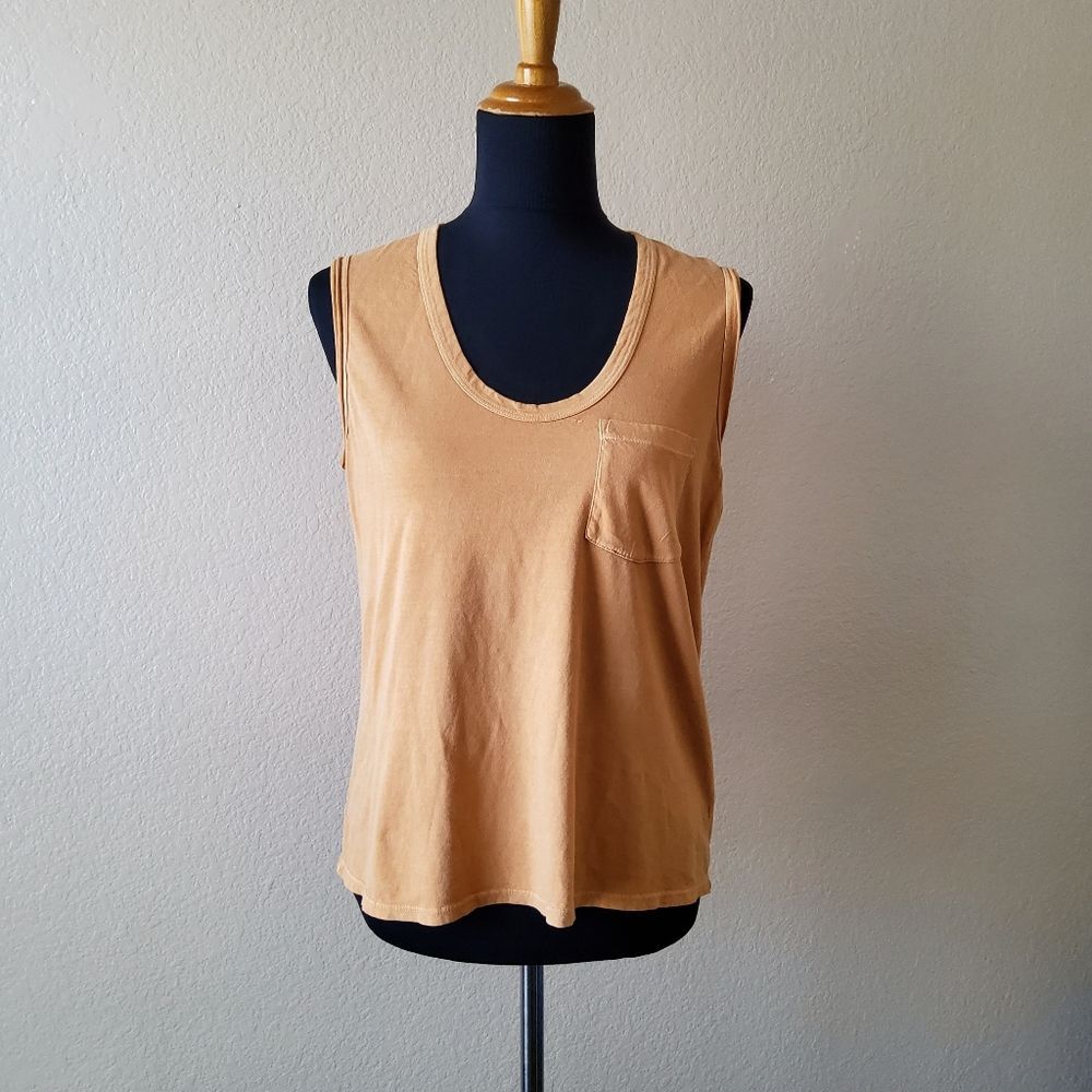 James Perse Vintage Wash Comet Tank Top Size M Orange New